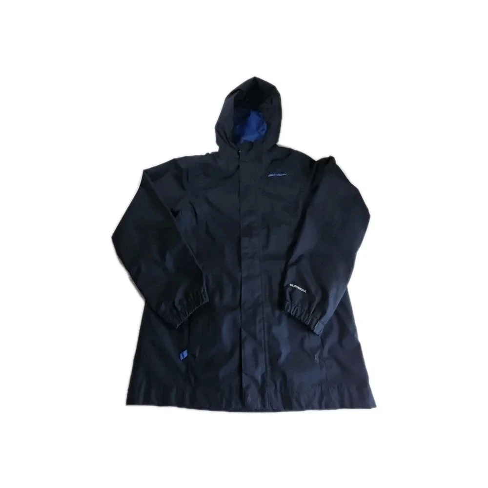 Eddie Bauer Rain Jacket Windbreaker Boys L 12 Blue Hooded Coastal Weatheredge